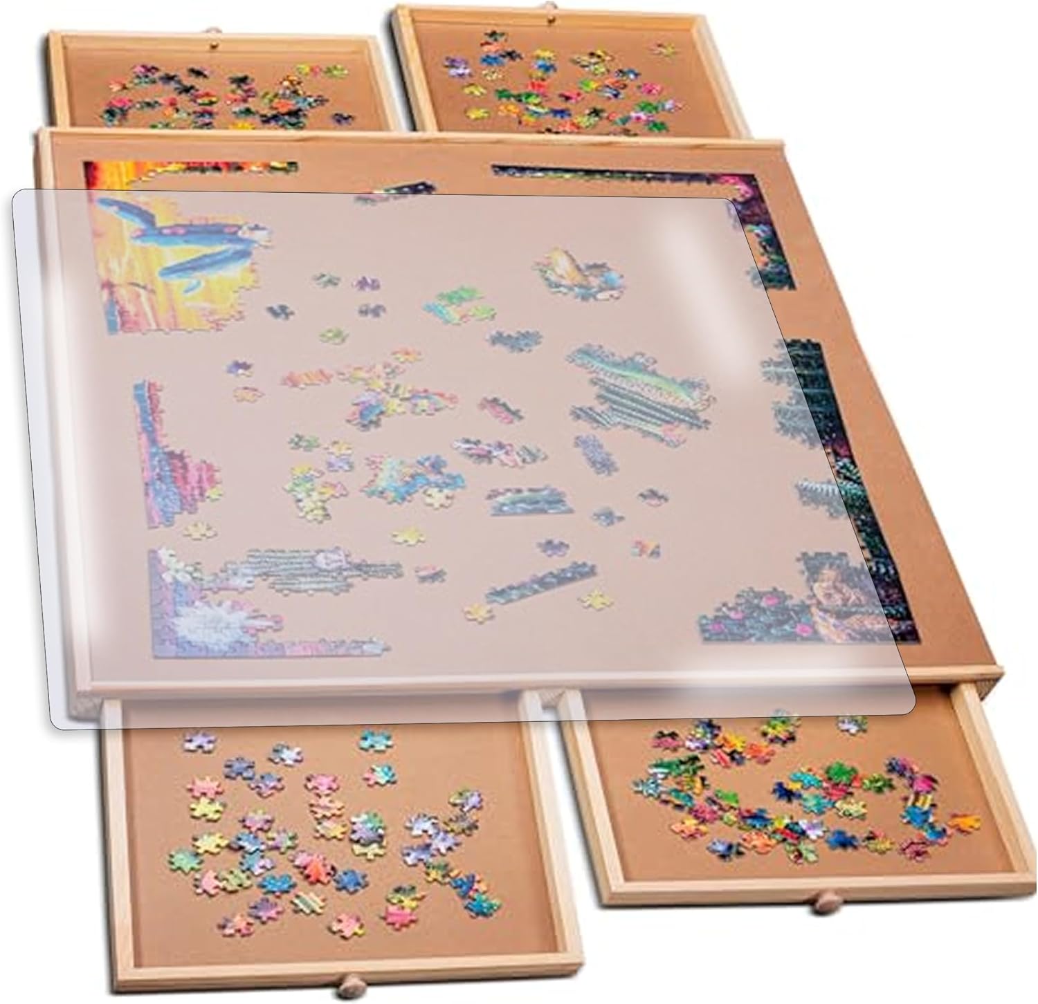 PlayVibe Puzzle Locker 1000 Piece Puzzle Board with Drawers and Cover (1000 pcs) Thumbnail