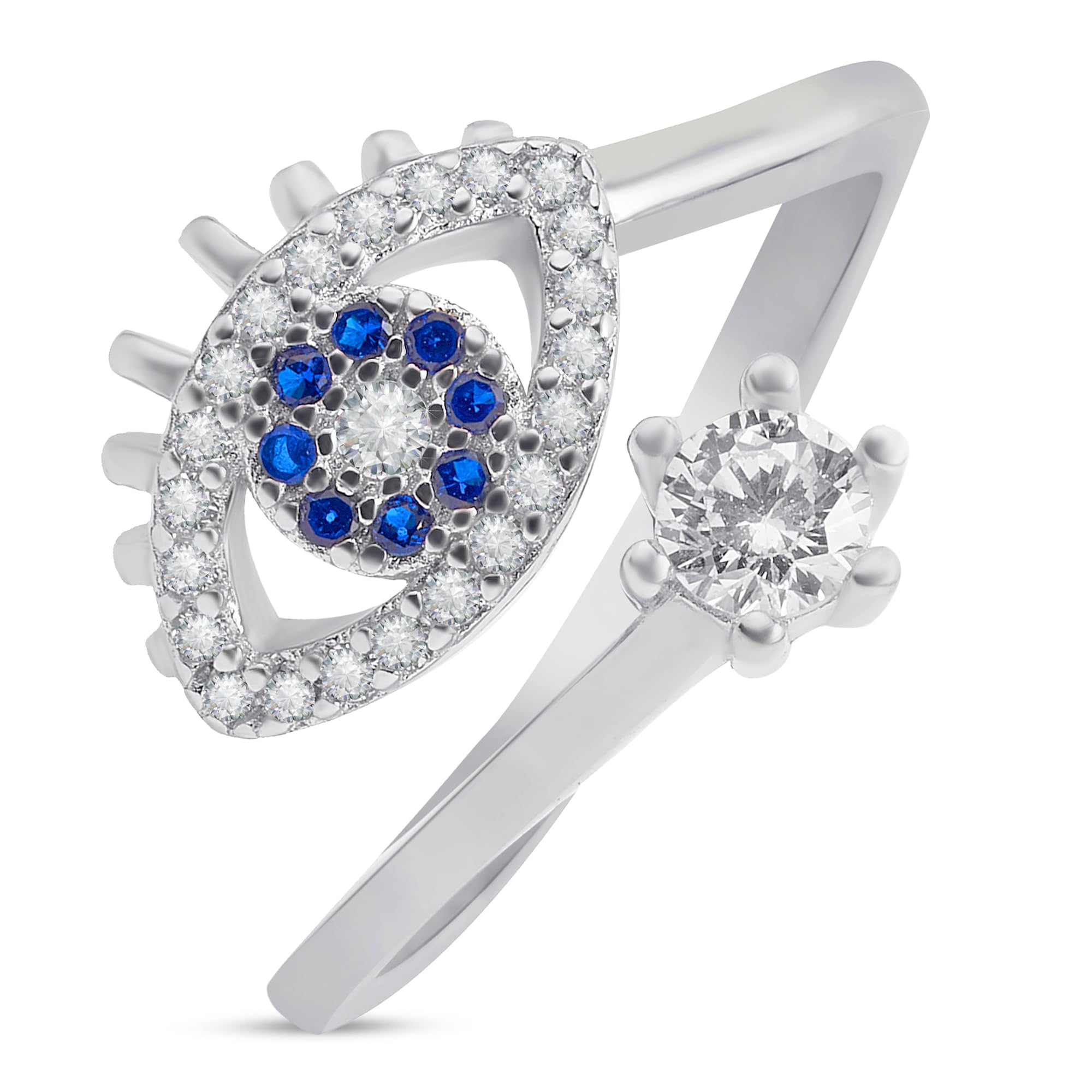 ZAVYA 925 Sterling Silver Cubic Zirconia Rhodium Plated Womens Evil eye Ring | Gift for Women and Girls | With Certificate of Authenticity and 925 Hallmark (B0D37VM7RG) Amazon Price History, Amazon Price Tracker