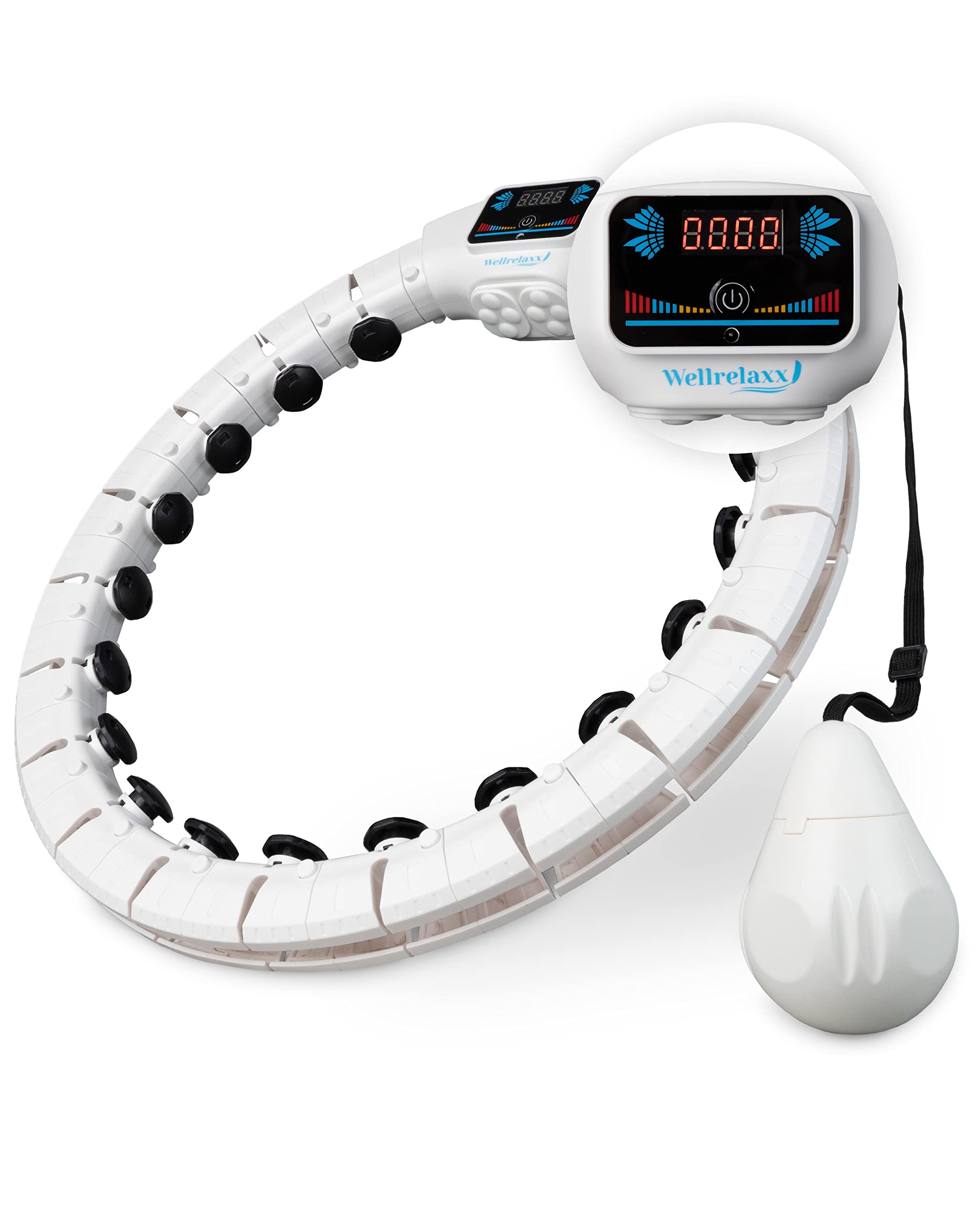 Wellrelaxx Smart Hula Hoop inklusive elektr. Massagefunktion und Zähler | Hula Hoop mit Gewicht Kugel | Hullahub Reifen zum Abnehmen | bis 113cm Umfang