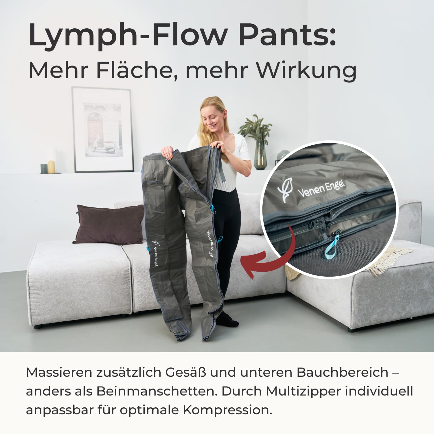 Venen Engel 6 Premium Medical mit Lymph-Flow Pants | 6 Massageprogramme | Medizinisch zertifiziert bei venösen lymphatischen Beschwerden | Cellulite behandeln | ergänzend zu Lymphdrainage