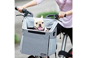 Deluxe Padded Pet Carrier Bicycle Basket with Side Pockets