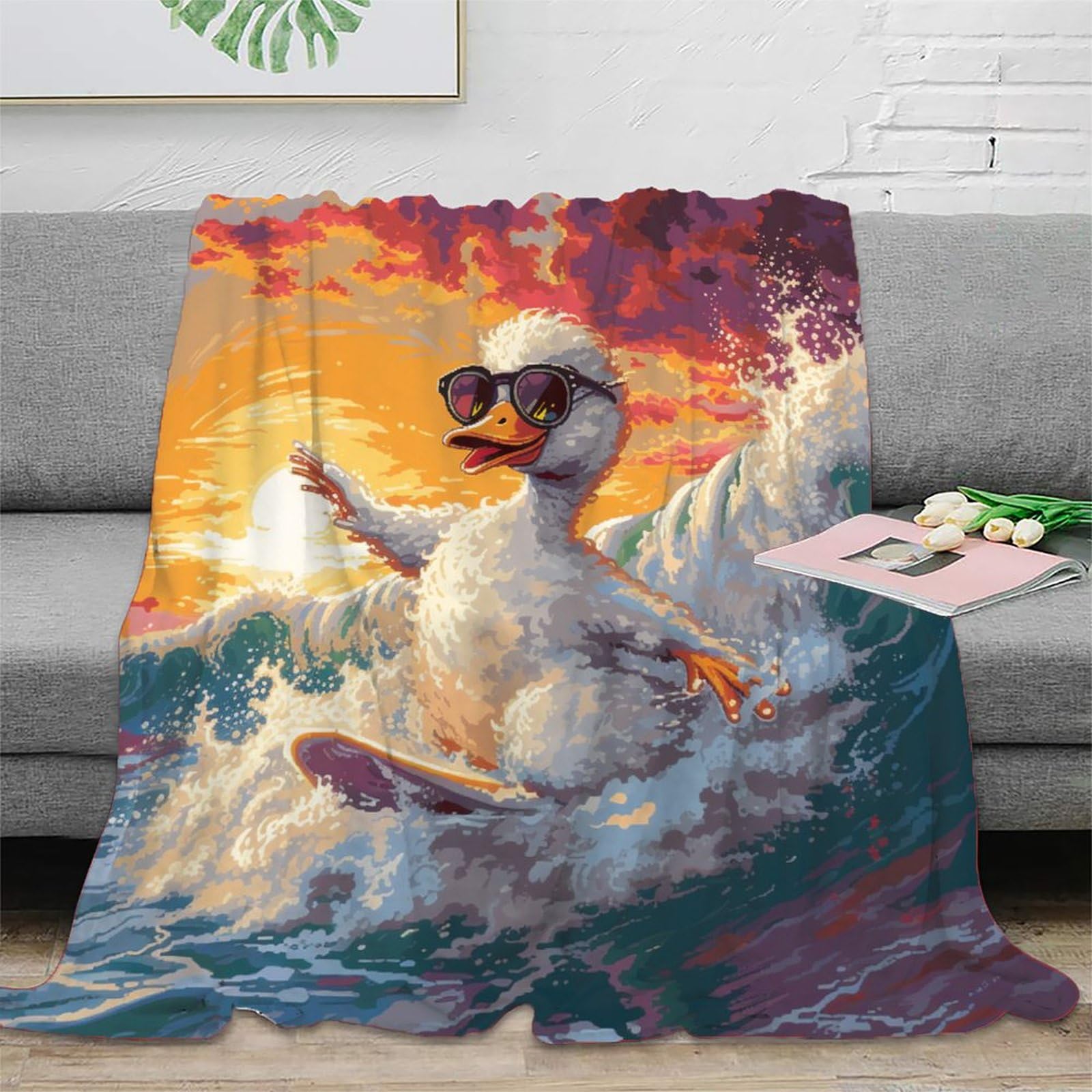 Couverture canard en flanelle 3D 150x200cm plaid lit peluche