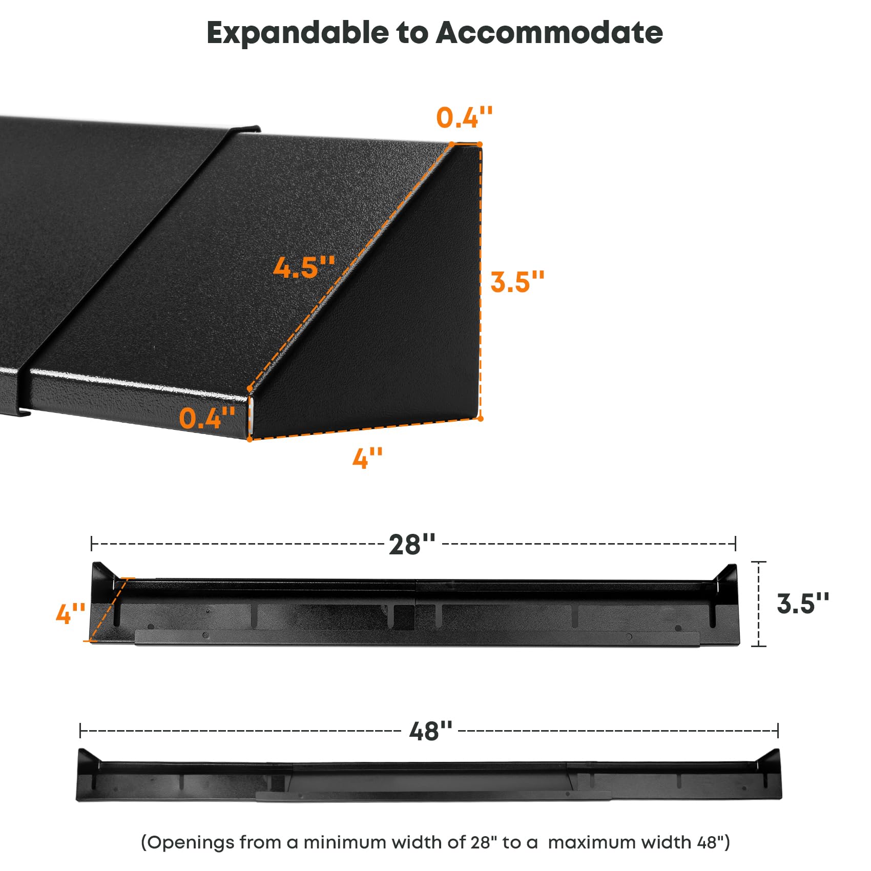 Stanbroil Campana ajustable para chimenea de 28.5 a 48 pulgadas, accesorio de capa de polvo negro, protector térmico para chimenea