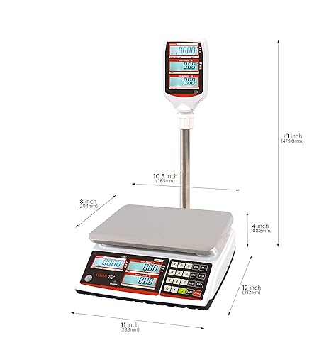 Miniatura 17 de VisionTechShop TVP-60B Báscula de cálculo de precios, Lb/Oz/Kg conmutable, capacidad de 60 libras, legibilidad de 0.01 libras, NTEP Legal