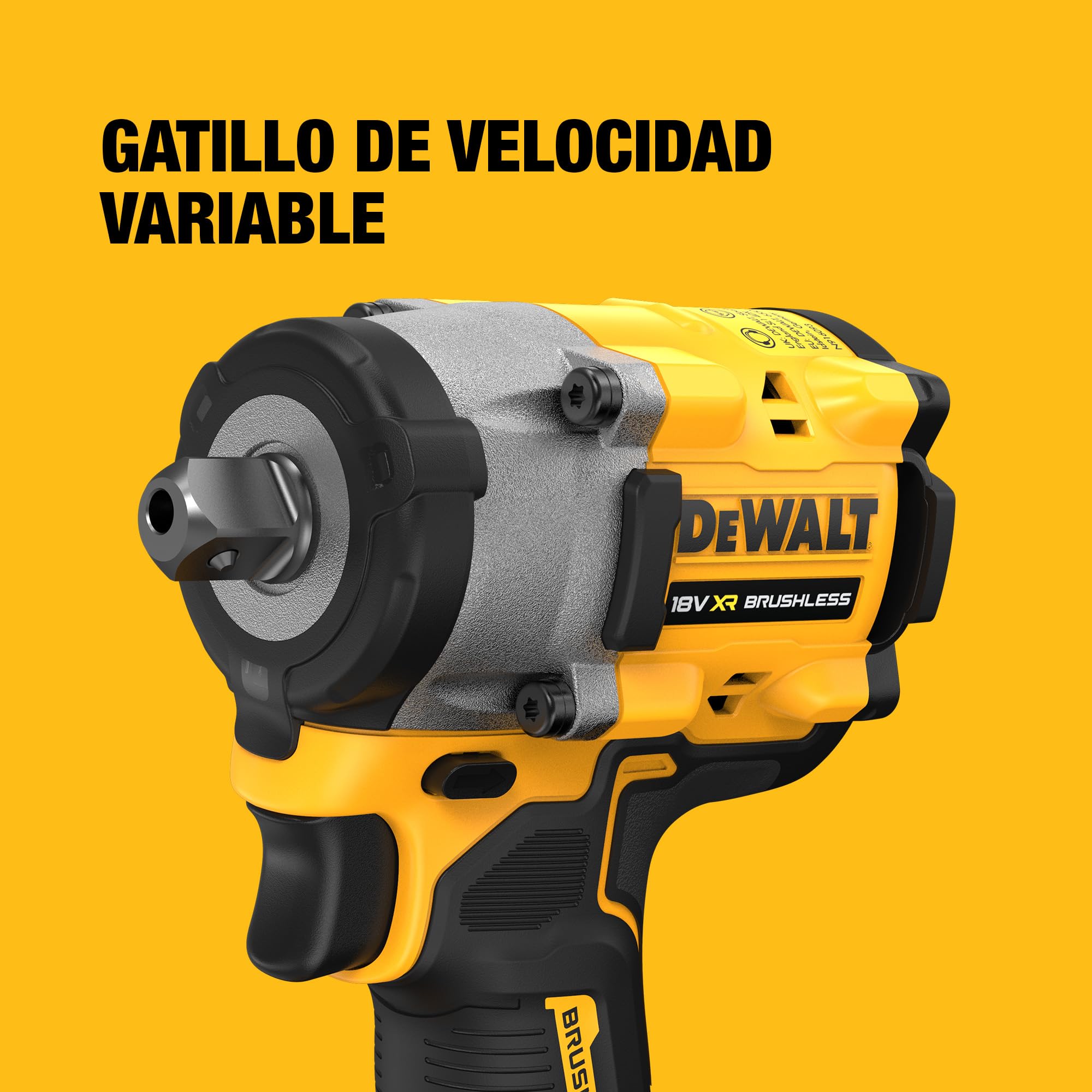 DEWALT Llave de impacto compacta 18V XR Brushless 1/2" con yunque de pasador de retención, solo herramienta, DCF922N-XJ
