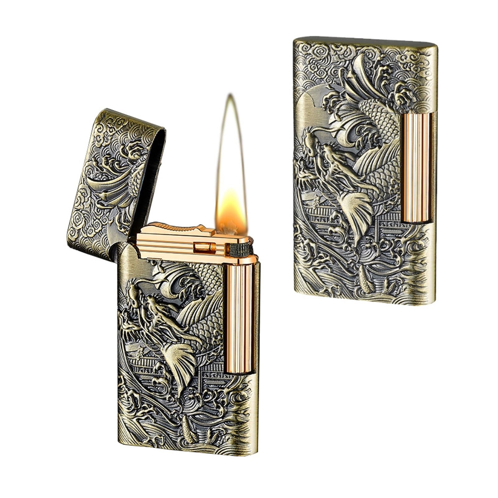 Encendedor de queroseno premium con elegante cuerpo grabado de metal