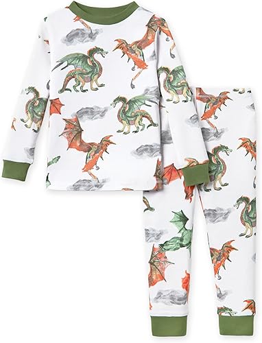 Burt's Bees Baby Pijama para bebé, conjunto de 2 piezas, camiseta y pantalón, 100% algodón orgánico, dragones, Dragons