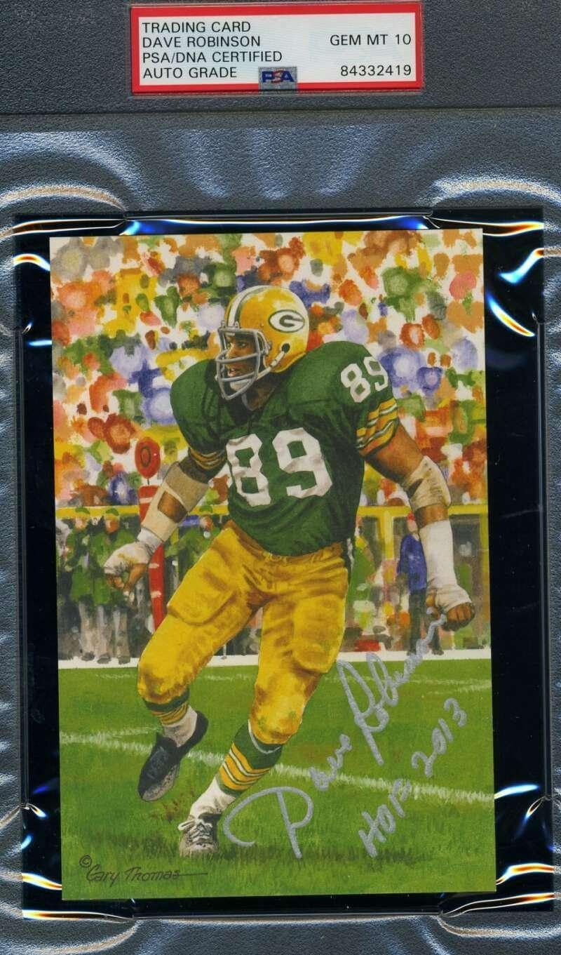 Dave Robinson Gem Mint 10 HOF 2013 PSA DNA Signed Goal Line Art Card - NFL Autographed Football Cards
