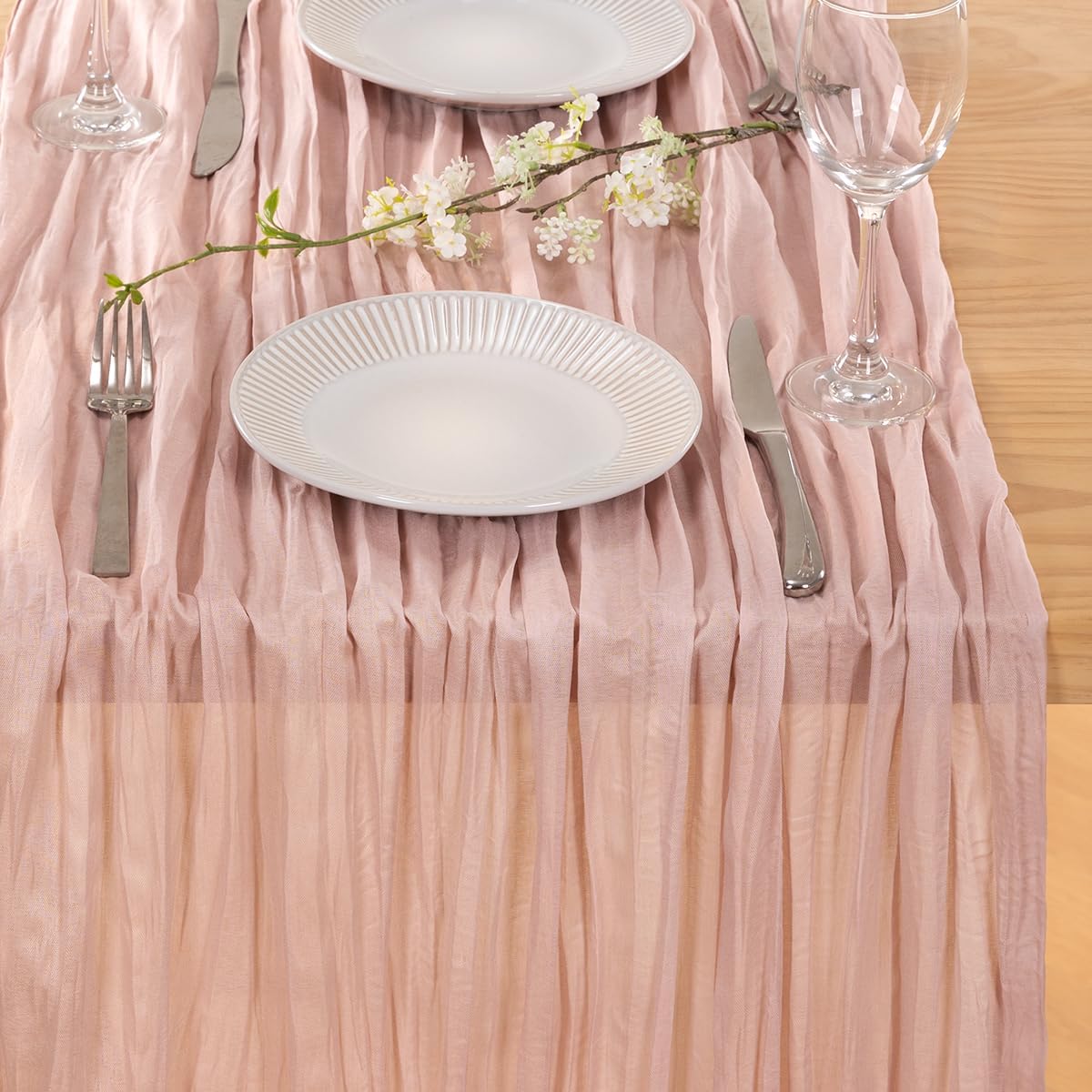 MLMC 12 Pack Dusty Pink Cheesecloth Table Runner 10ft Rustic Gauze Cheese Cloth Table Runner Bulk 35x120 Inches for Romantic Wedding Bridal Baby Shower Anniversary Party Decor