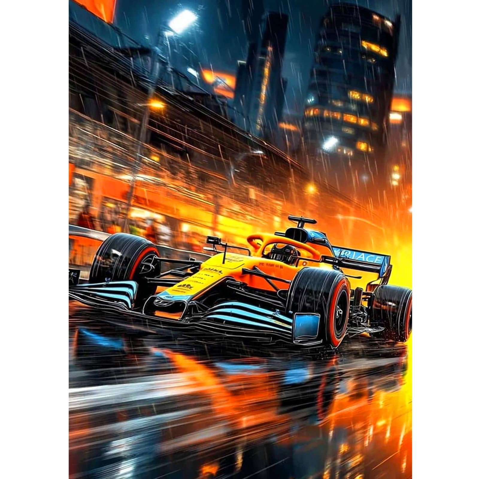 CEOVR Car Diamond Painting Kits Adults,Racing Car Diamond Painting Art Kits,30x40cm,5D Gem Art Craft Set, orange yellow black, 30x40 cm