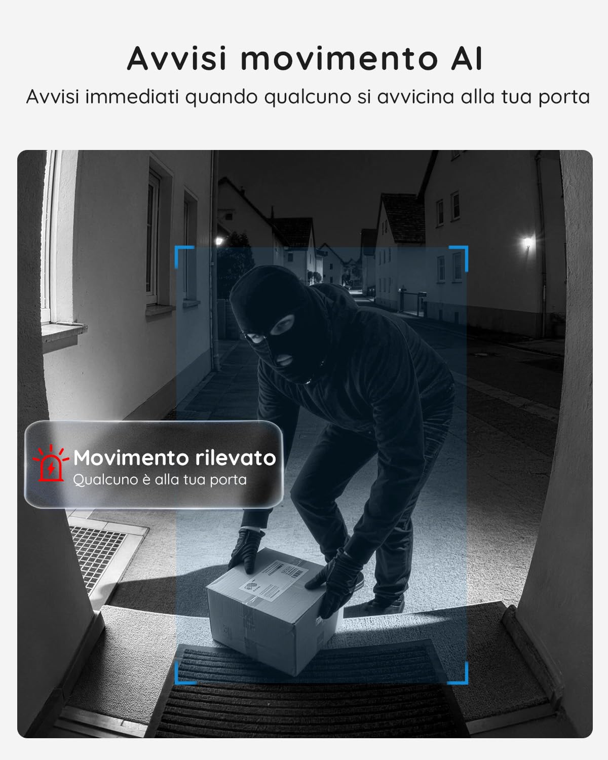 BOIFUN Videocitofono Wifi 2K UHD Campanello Senza Fili da Esterno con Suoneria e Allarme Immediato, 166°Angolo Visuale, Rilevamento Umano PIR, Audio Bidirezionale, Batteria ricaricabile, IP65, 2.4Ghz
