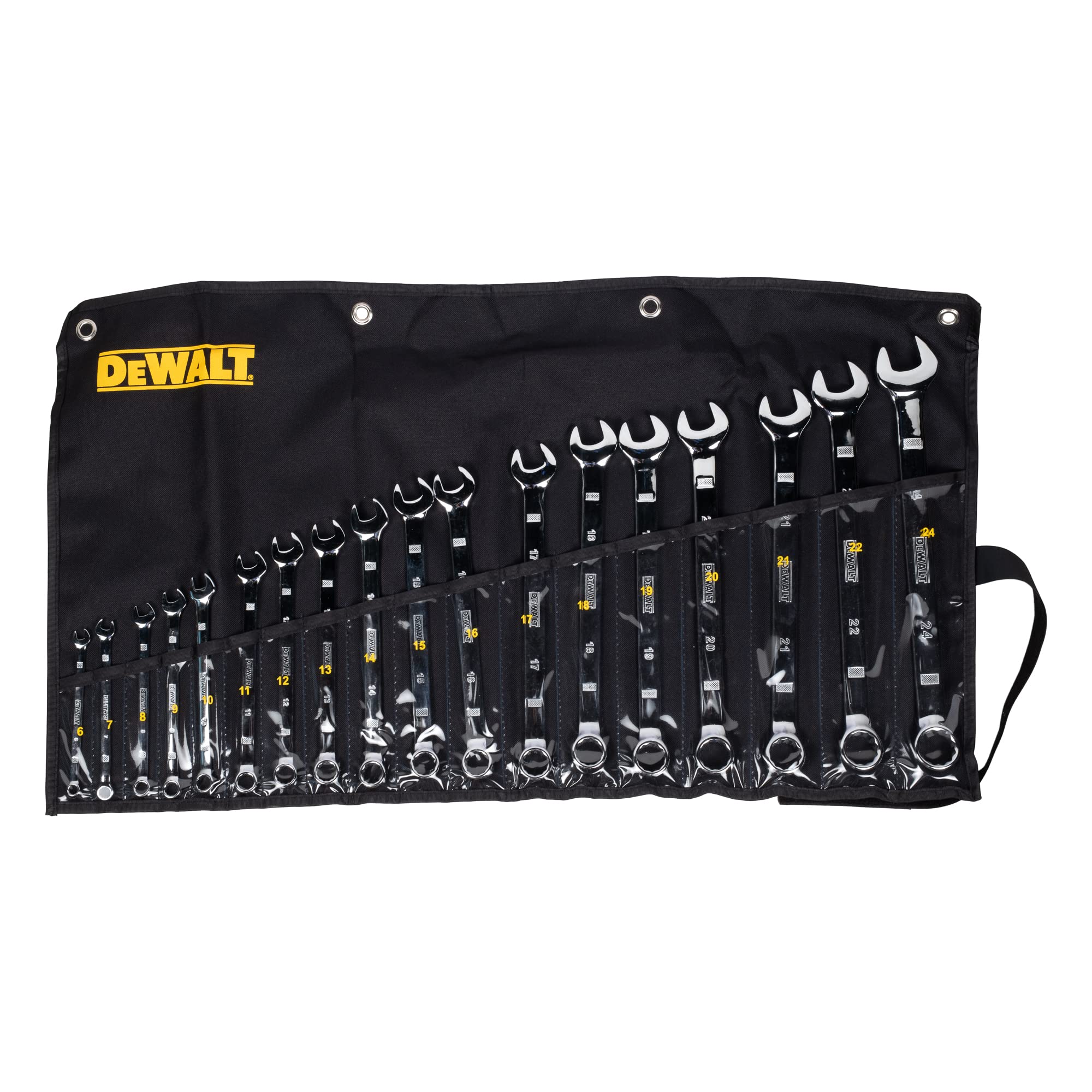 DEWALT Jeu de 18 clés mixtes coudées à 15° ISO 3318 DIN 3113 7-24 mm