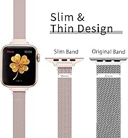 Vista 11 de CTYBB for Apple Watch Band Series Ultra SE 8 7 6 5 4 3 2 1 38mm 40mm 41mm 42mm 44mm 45mm 49mm, Stainless Steel Slim & Thin Mesh Magnetic Clasp Strap