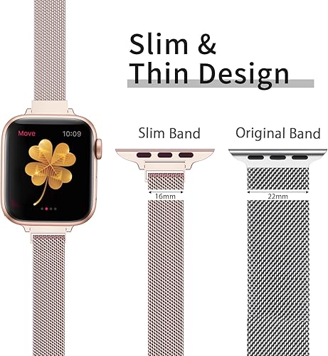 Miniatura 11 de CTYBB for Apple Watch Band Series Ultra SE 8 7 6 5 4 3 2 1 38mm 40mm 41mm 42mm 44mm 45mm 49mm, Stainless Steel Slim & Thin Mesh Magnetic Clasp Strap