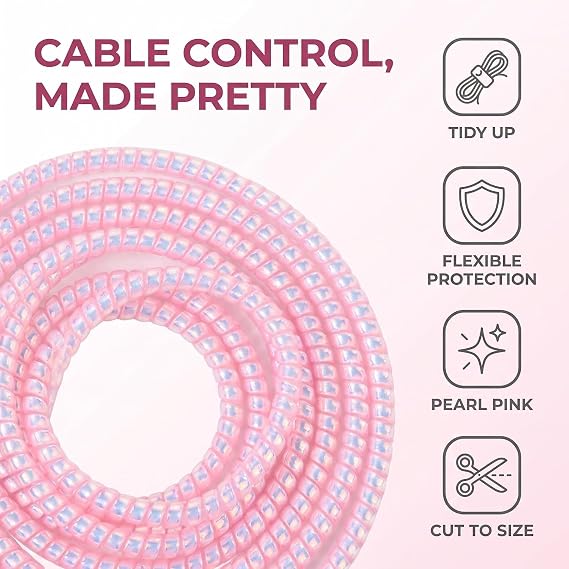 Spiral Cable Protector,Chargers Data Cable Protect Sleeve,Headphone Cable Saver for Phone Earphone USB Data Cableor for Prevent Pets from Biting The Cable Sleeves Cord Management (Laser Pink)