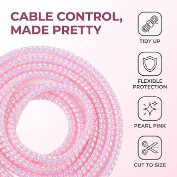 Spiral Cable Protector,Chargers Data Cable Protect Sleeve,Headphone Cable Saver for Phone Earphone USB Data Cableor for Prevent Pets from Biting The Cable Sleeves Cord Management (Laser Pink)