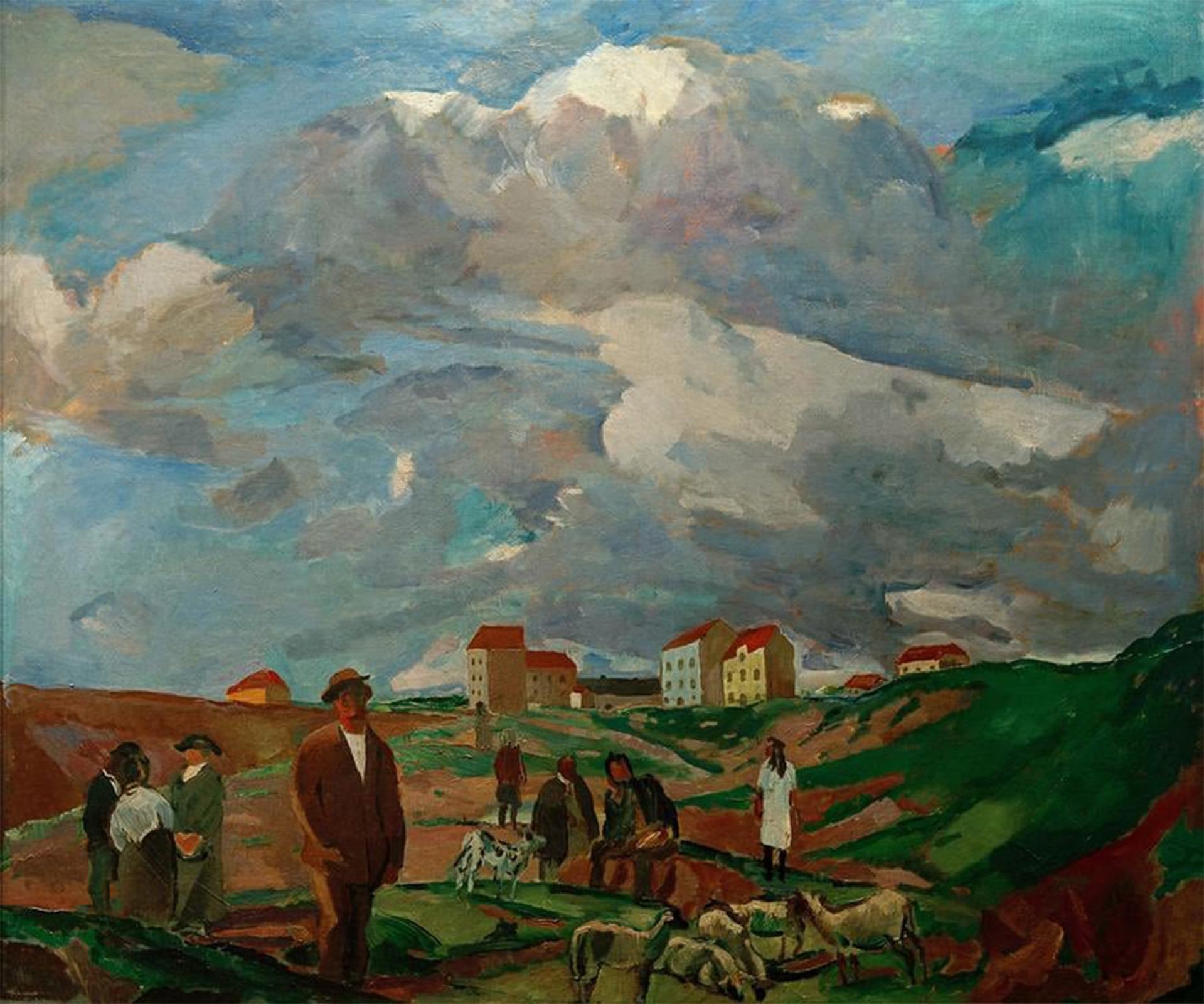POSTERIIk Vintage Classic Picture Landscape Artwork Suburban Houses by Albert Weisgerber Portrait Canvas Painting for Office Home Decor 60x90cm