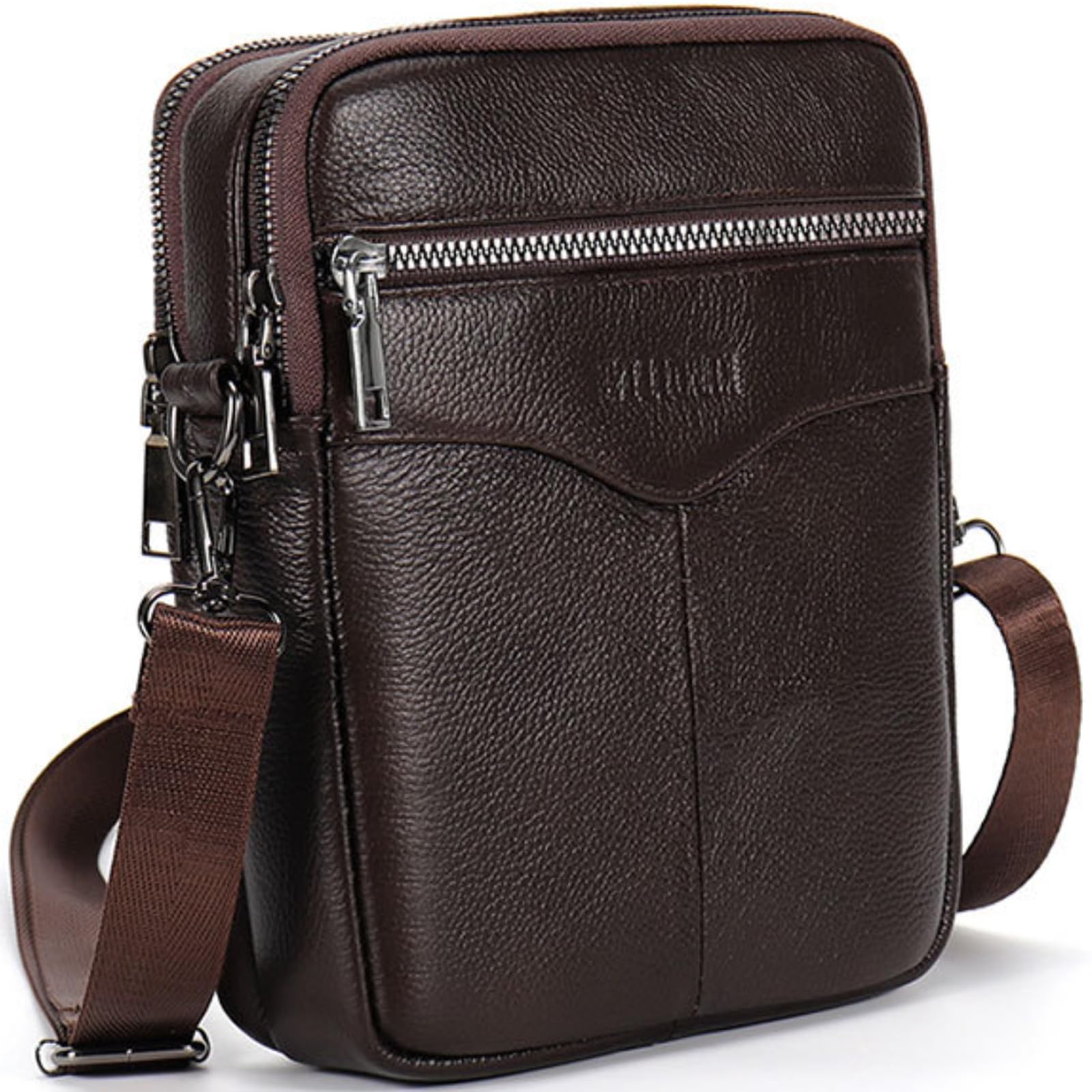 Bolso Bandolera Para Hombre De Lona Y Piel - 36x9x29 Cm, Correa Ajustable, Ideal Para Trabajo, Universidad O Viajes Diarios