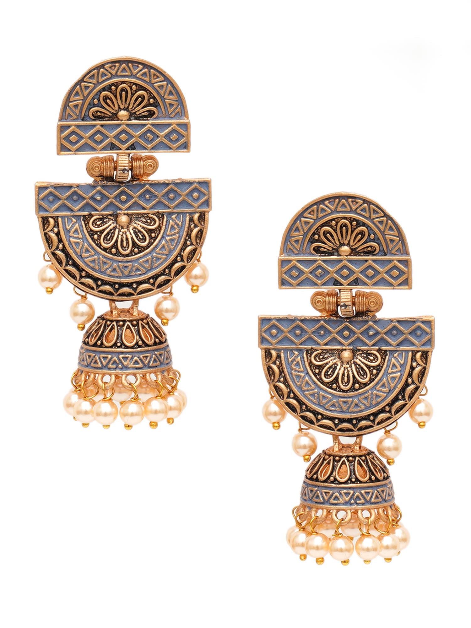 Karatcart Gold Plated Grey Floral Dangler Earrings for Women (B0BFQWW3Q8) Amazon Price History, Amazon Price Tracker