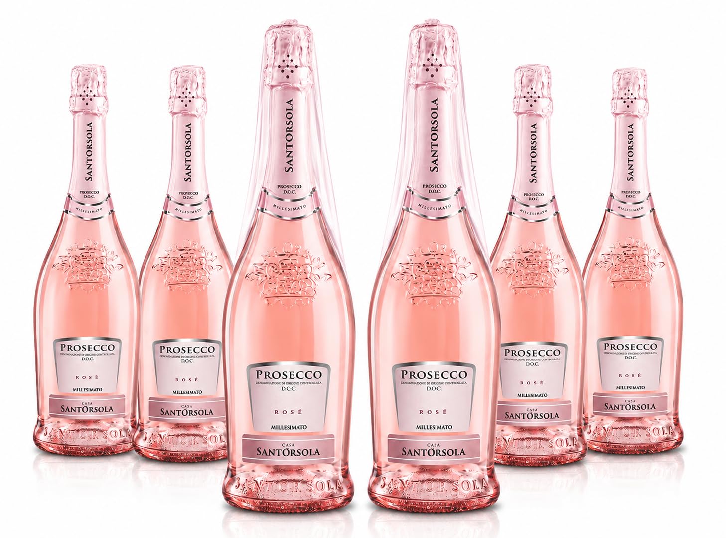 Sant'Orsola - Prosecco D.O.C. Rosè Millesimato Extra Dry, da Uve Glera e Pinot Nero, Gusto Delicato con Note Fruttate e Floreali, 6x750 ml