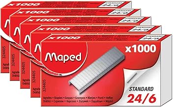 MAPED Lot de 5 Boites de 1000 Agrafes 24/6, zinguées