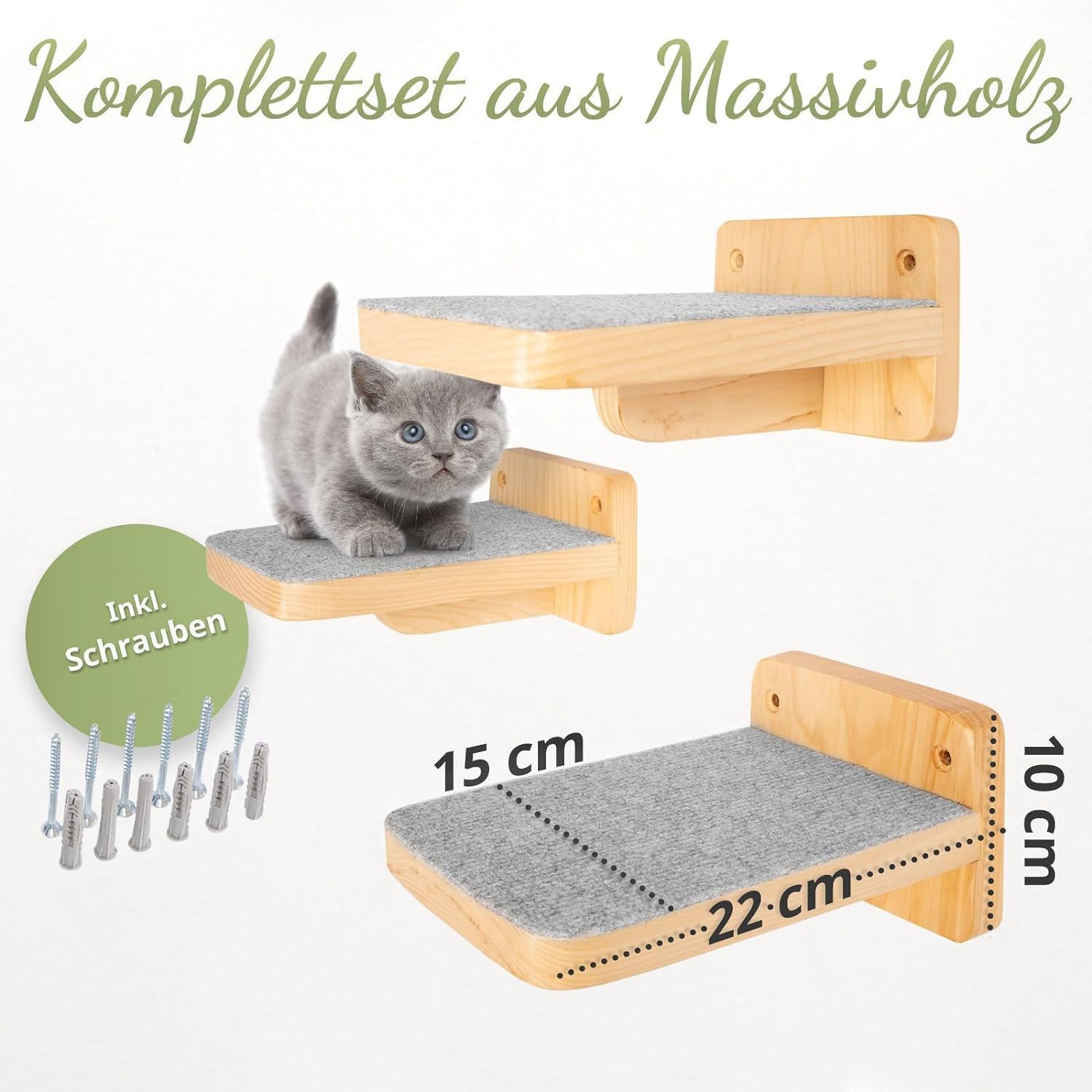 WOOWOOD® Juego de 3 Escaleras de Escalada para Gatos, Escaleras de Pared, Tamaño M