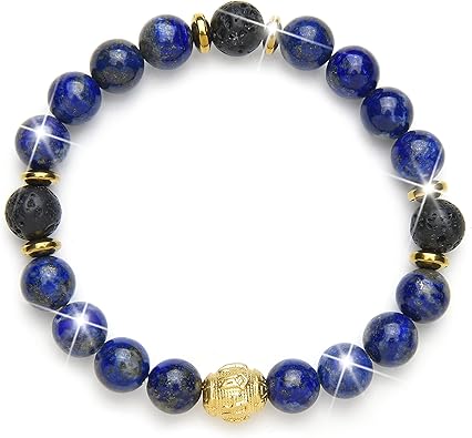 Fukugems Braccialetto Yoga In Pietra Lavica E Zebra Jasper Rosa – Chakra Meditazione Uomo/Donna