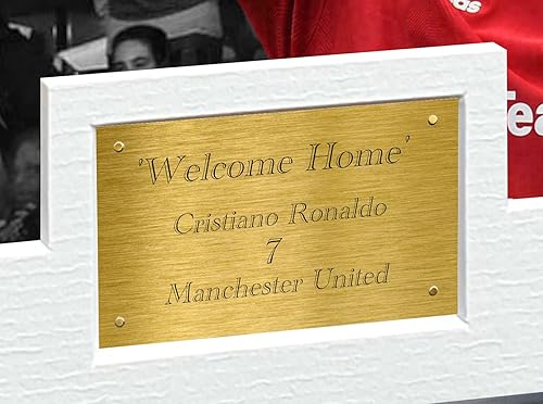 Miniatura 2 de Kitbags & Lockers Póster de Cristiano Ronaldo Manchester United de 12 x 8 pulgadas, A4 con texto en inglés "WELCOME HOME", para regalo, color negro,