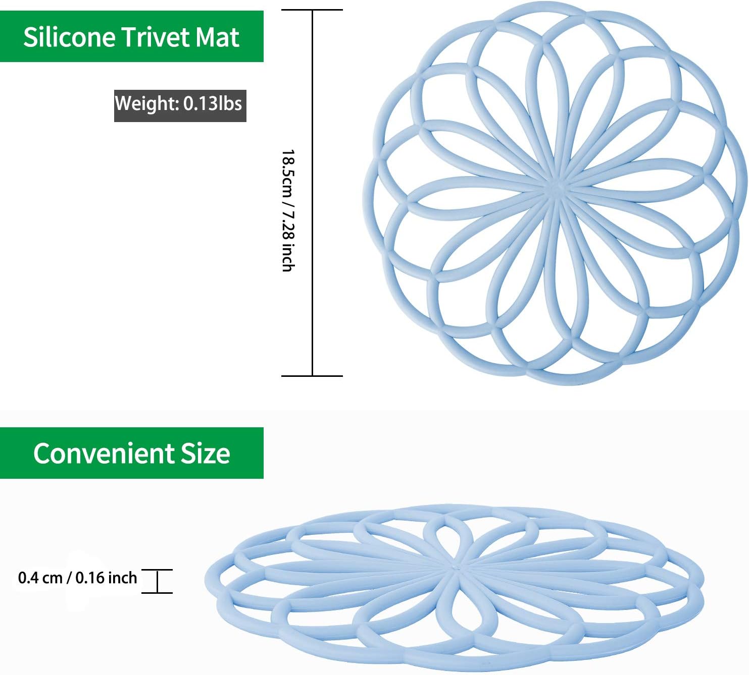 Get Special Price Silicone Trivet Mat, Onlyer Set of 4 Hot Pads Holders for Table Countertop Trivet, Insulated Flexible Non-Slip Heat Resistant Modern Kitchen Hot Pads Trivets for Hot Dishes and Table (Blue)