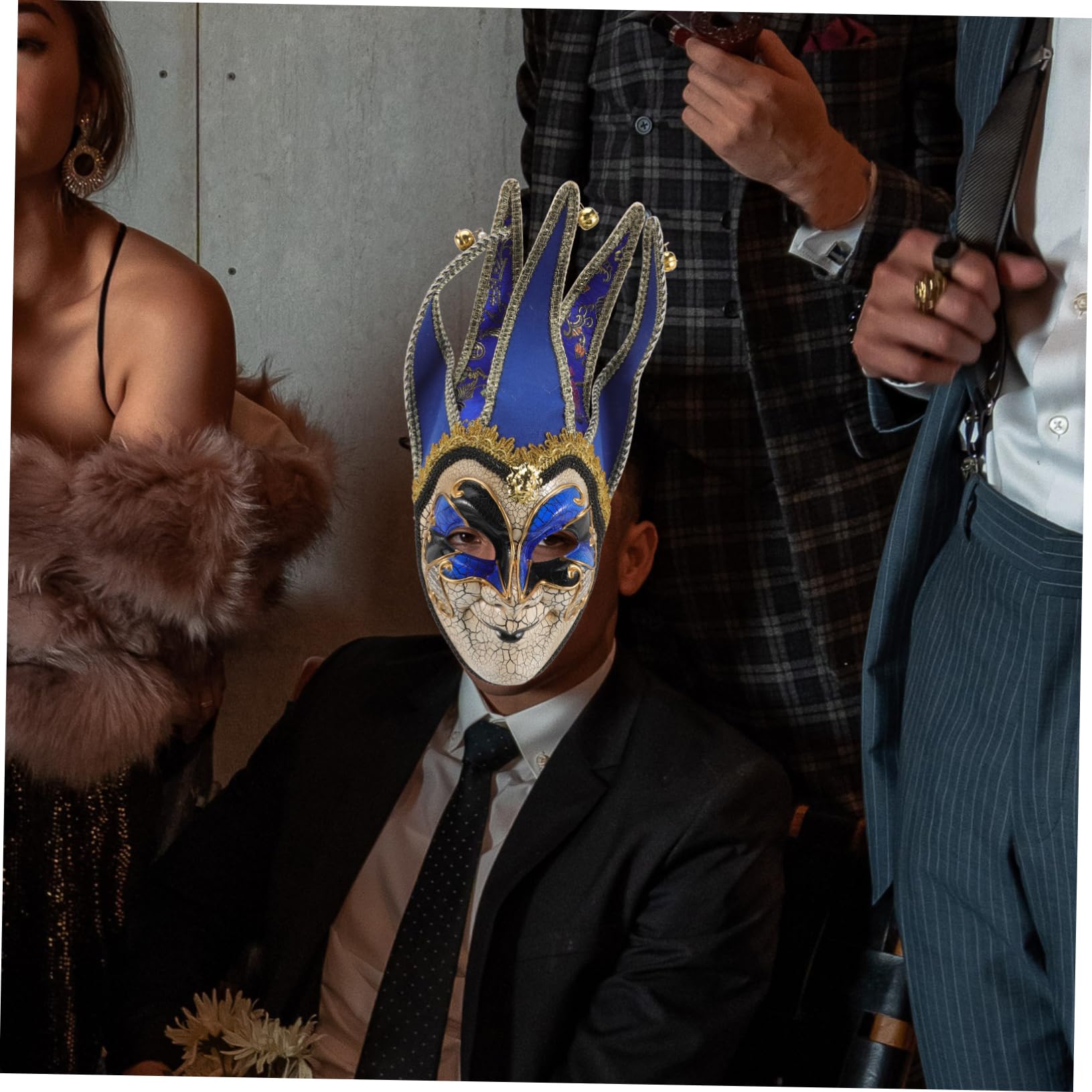Máscara de hombre agrietado Brillantina Víspera de Todos cosplay mascarada accesorio de máscara decorativa máscaras de carnaval el plastico Azul
