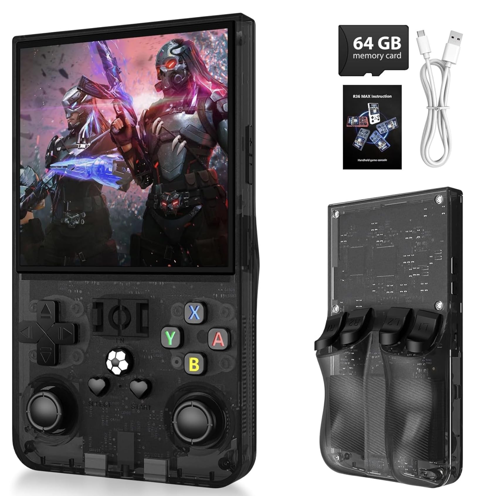 R36MAX Retro Handheld Game Console, 18000+ Classic Games, Multiple Emulators, Portable Gaming System with Carrying Case (Black) — image 1