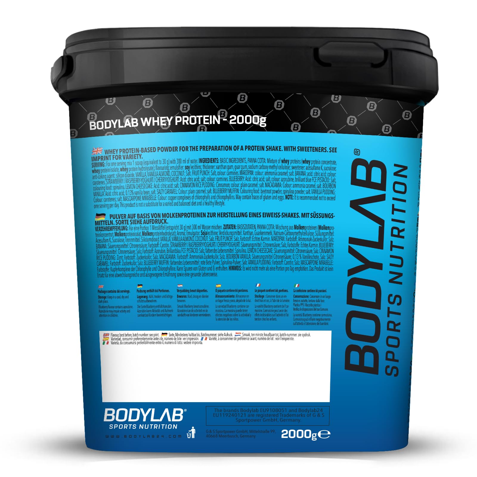 Bodylab24 Whey Protein Pulver, Vanille, 2kg