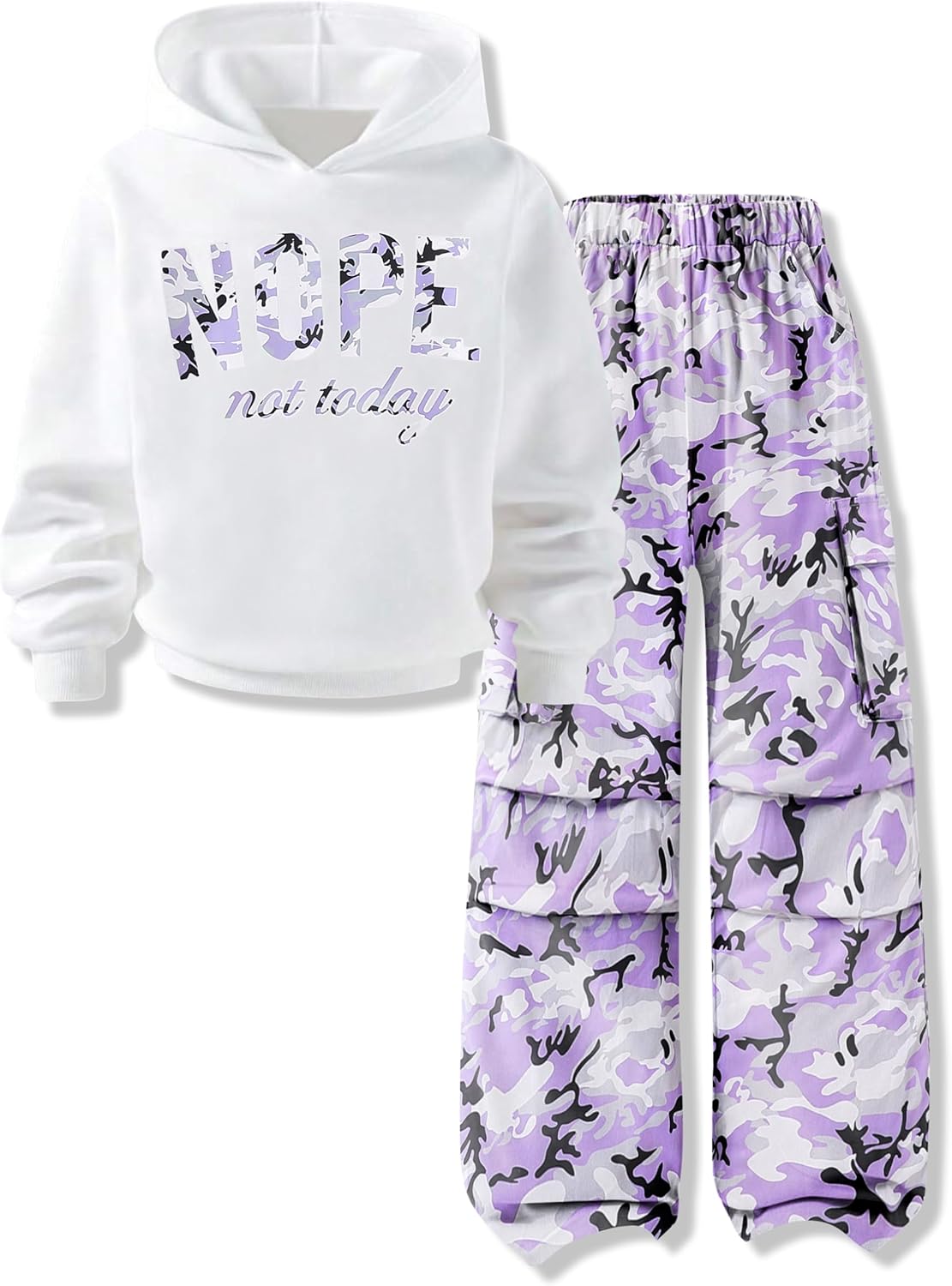 Girls Clothes Little Girl Outfits Letter Print Hooded Sweatshirt Cargo Pants 2PCS Girls Clothing