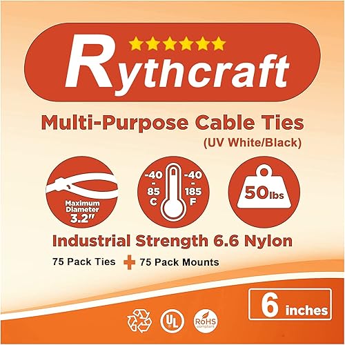 Miniatura 7 de 75 bridas para cables con base de sujeción para cables de 6 pulgadas y 0.19 pulgadas y tornillo de acero inoxidable, clips organizadores de cables