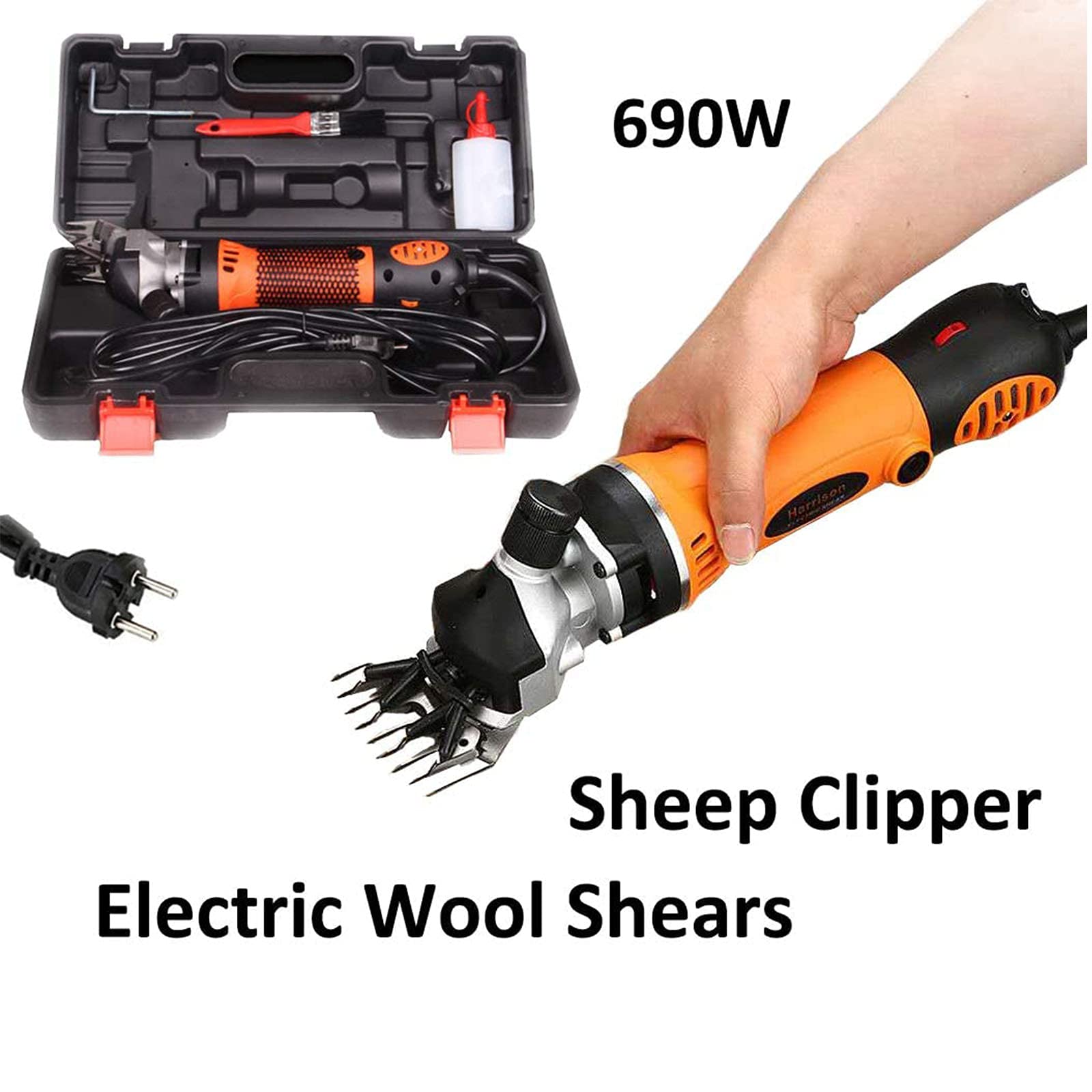 Cesoie per pecore, forbici per pecore elettriche da 690 W con 6 velocità, forbici elettriche per capre per pecore, capre, lama, cavallo, alpaca, pelo spesso e animali resistenti, toelettatura di pel