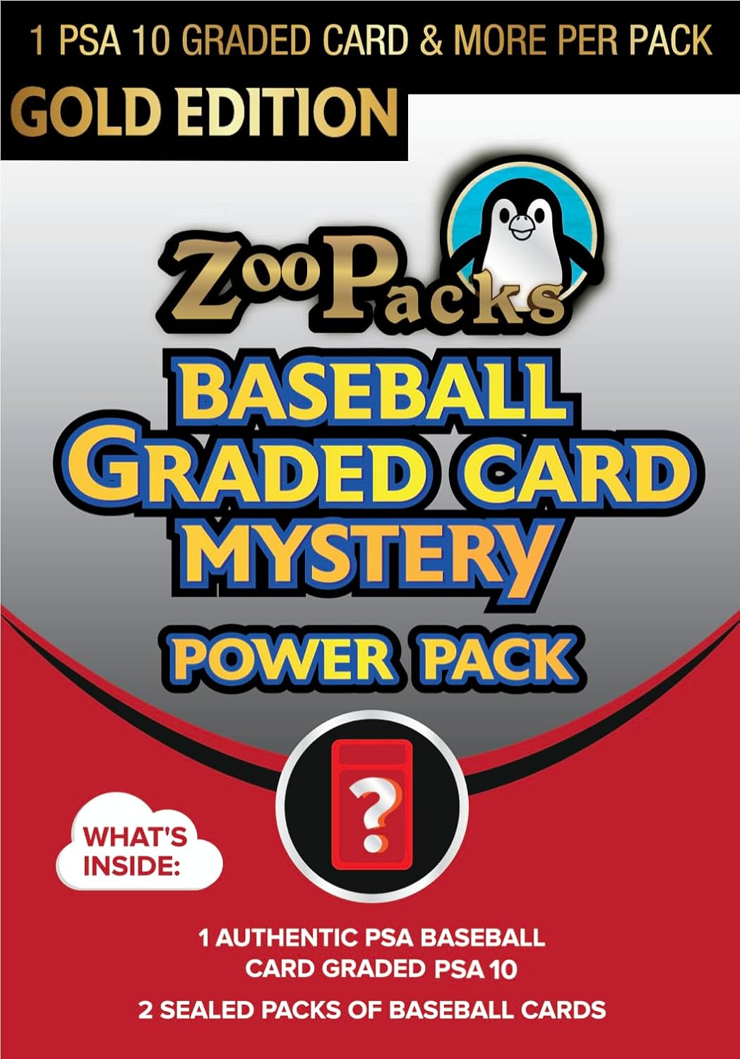 PSA 10 Gold Edition Baseball Graded Card Mystery Pack | Contains 1 PSA 10 Graded MLB Card and 2 Sealed Packs of Baseball Cards | by Zoo Packs