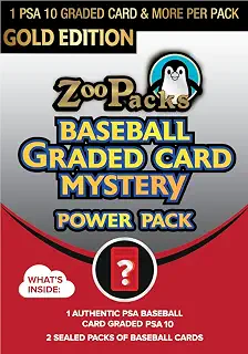 Zoo Packs製 PSA 10ゴールドエディション ベースボールグレードカードミステリーパック | PSA 10等級付きMLBカード1枚と野球カード2枚入り | 密封パック2枚入り