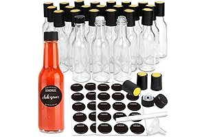 GMISUN Mini Hot Sauce Bottles 5 oz, 24 Pack Glass Woozy Bottles...