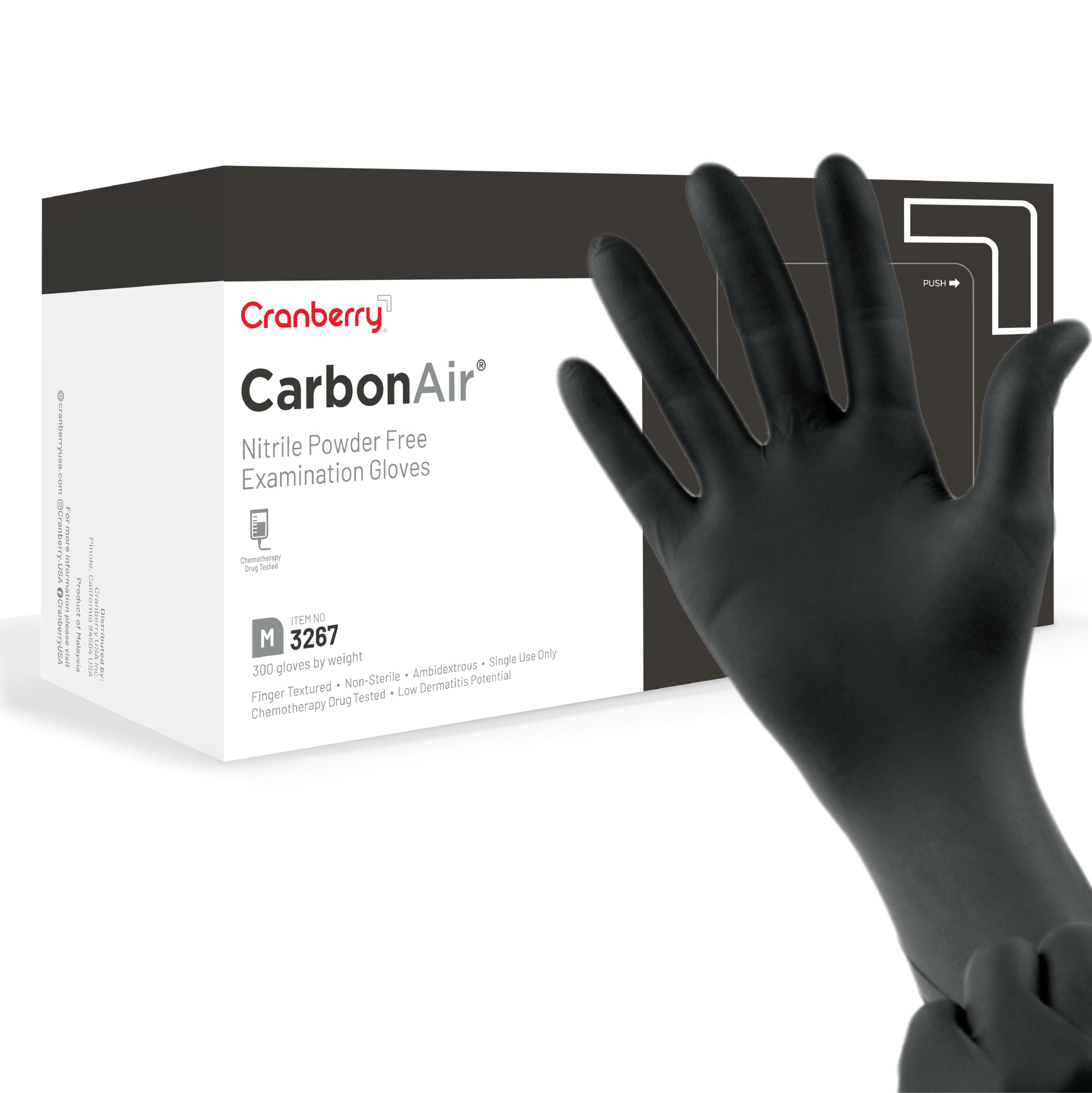 Cranberry Carbon Air Black Nitrile Gloves Disposable Latex Free Powder Free Dental Medical Exam Food Safe Gloves 2