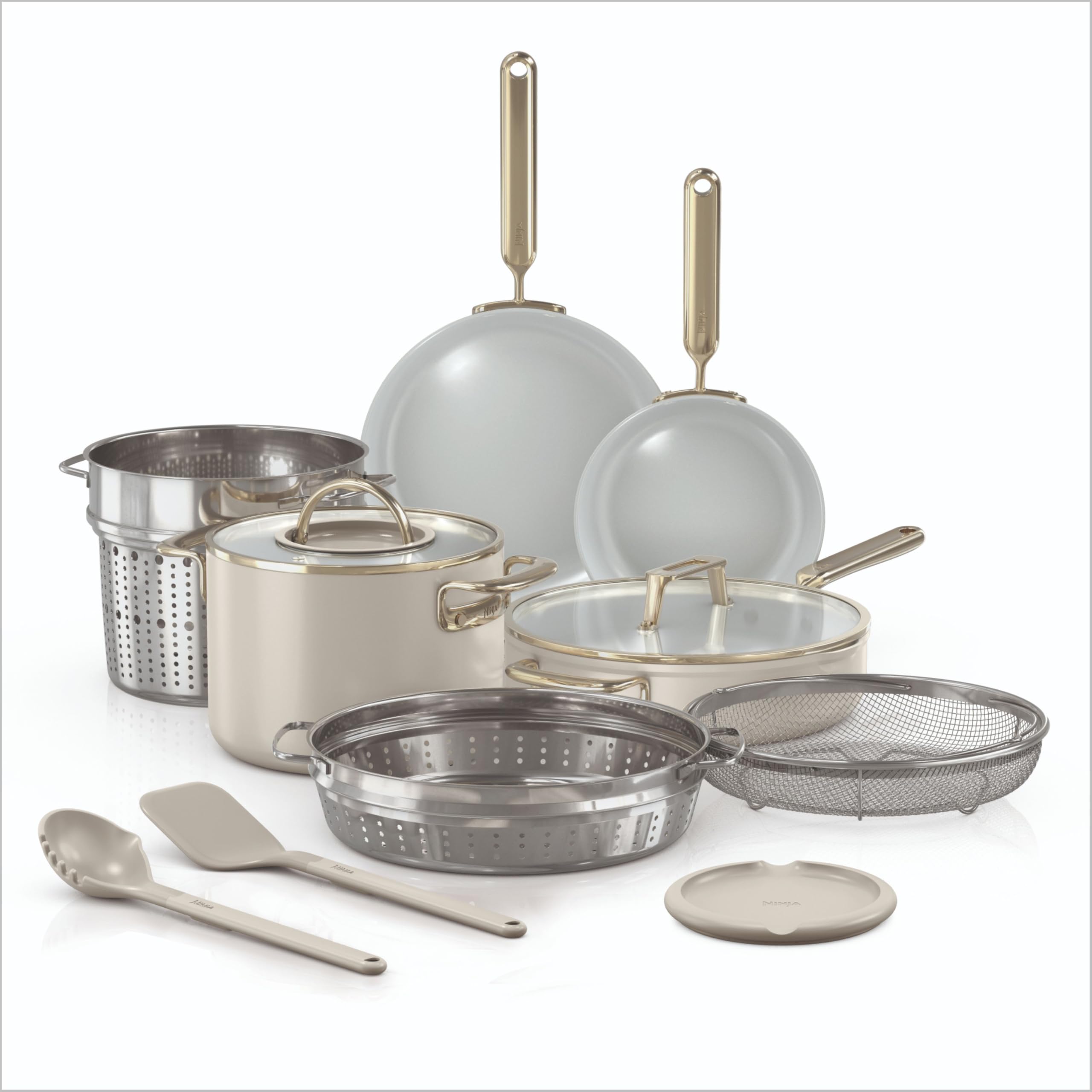 NeverQuit™ 12-Piece Ceramic Cookware Set, Stone Gold, CQ19012SD1