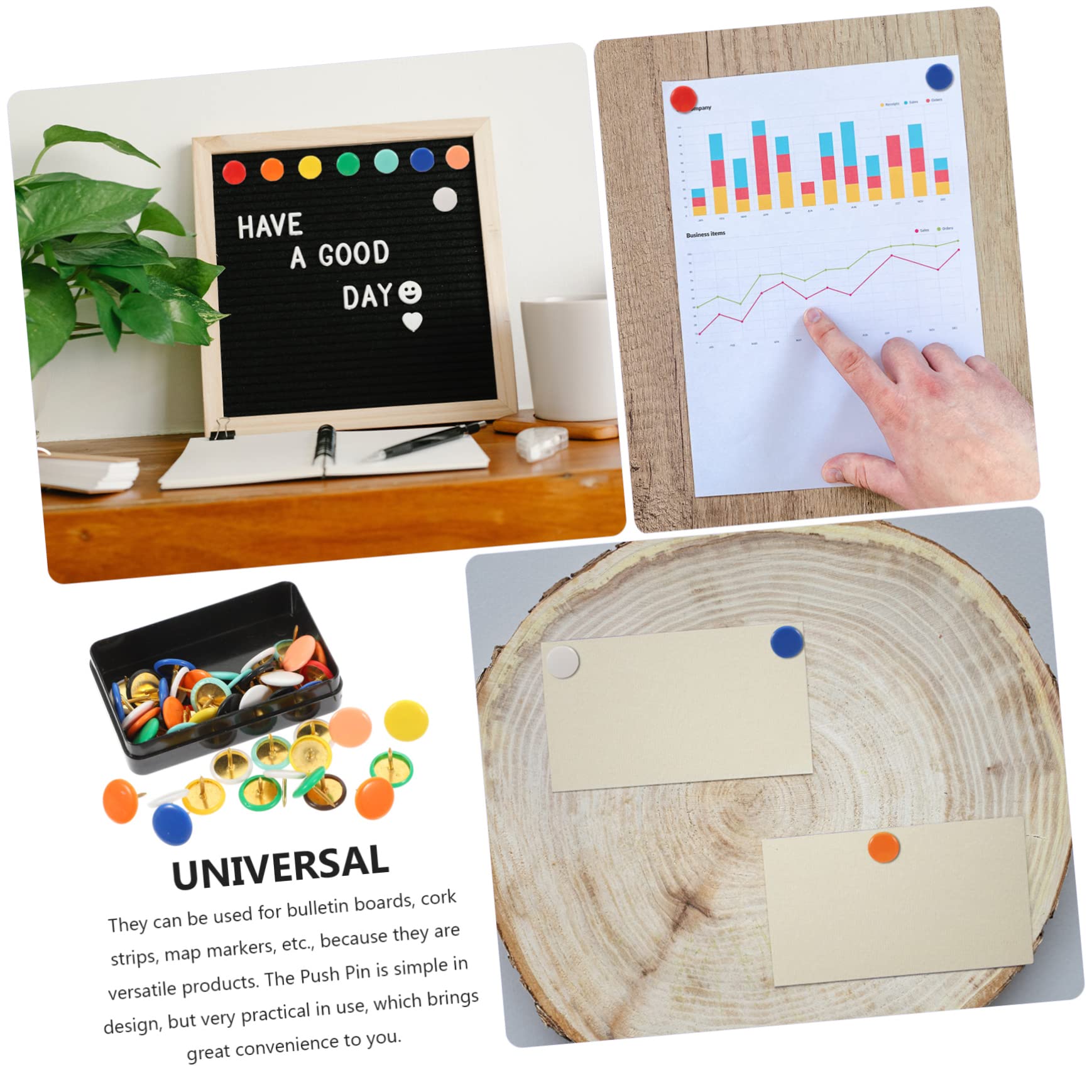 SHINEOFI 5 Sätze Reißzwecke Für Niedlich Rund Blau Nähen Drücken Büroartikel Büromaterial Bürozubehör Reisnagel School Stuff Tack Dekorative Stecknadel Büro Reißnägel Eisen 100 Stück * 5