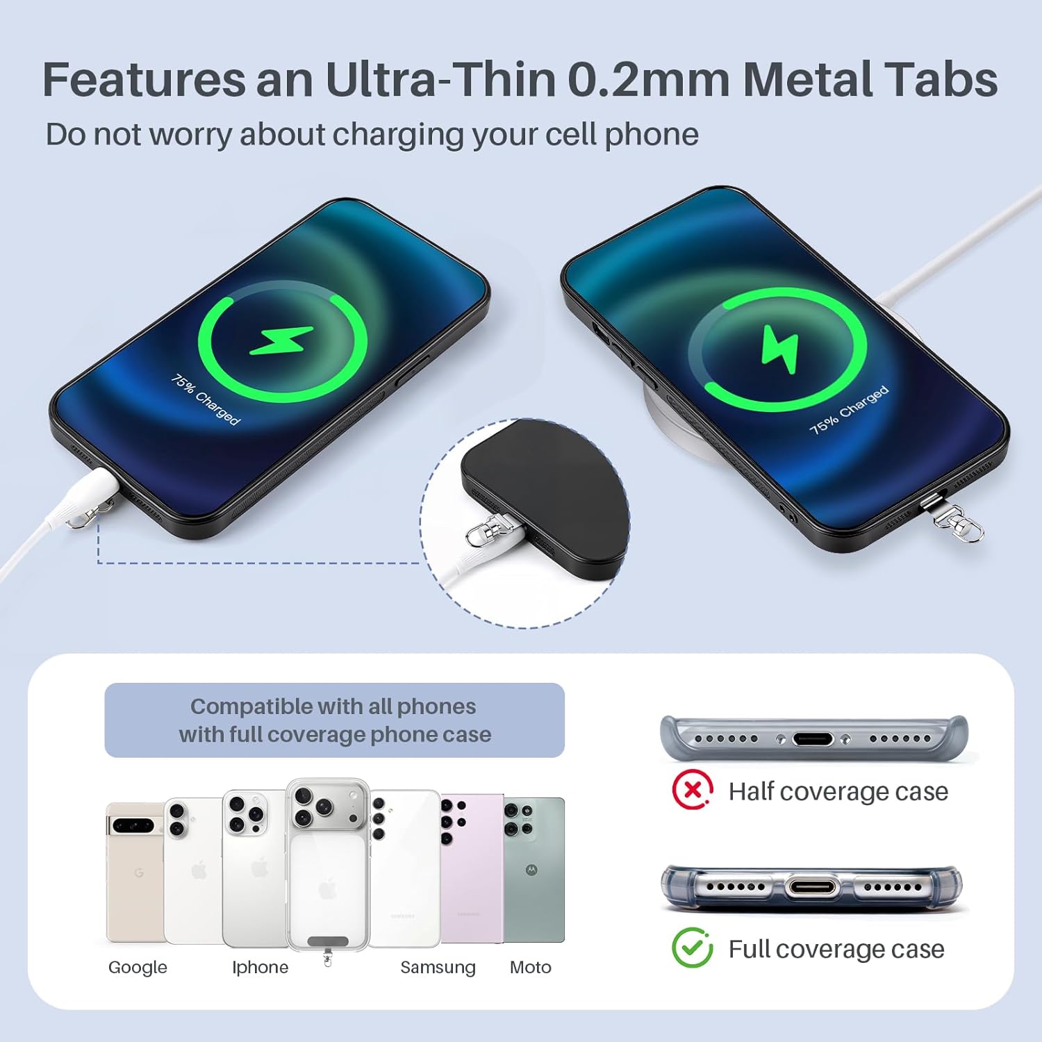 Clip and Go Strap for Phone with Wallet Crossbody, Detachable Zippered RFID Wristlet Wallet, Adjustable Phone Lanyard & Ultra-Thin 360° Rotatable Metal Tabs for All Smartphones - Image 6