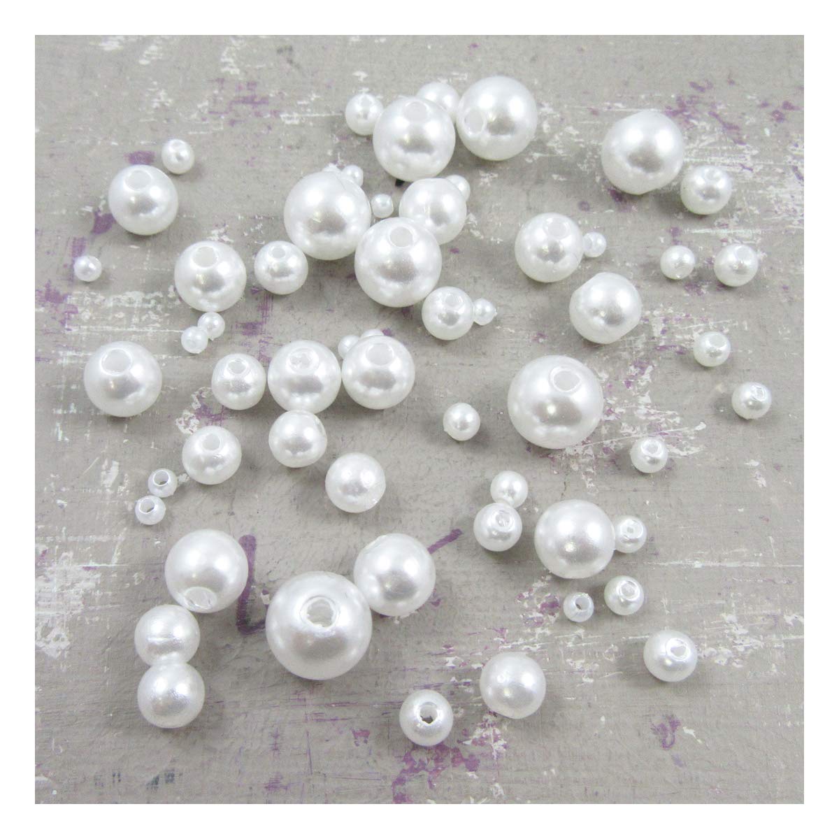 White or Ivory Acrylic Pearl Beads 3mm - 10mm *6 Sizes* Beading Wedding Crafts (White 4mm (400 Beads) C2042)