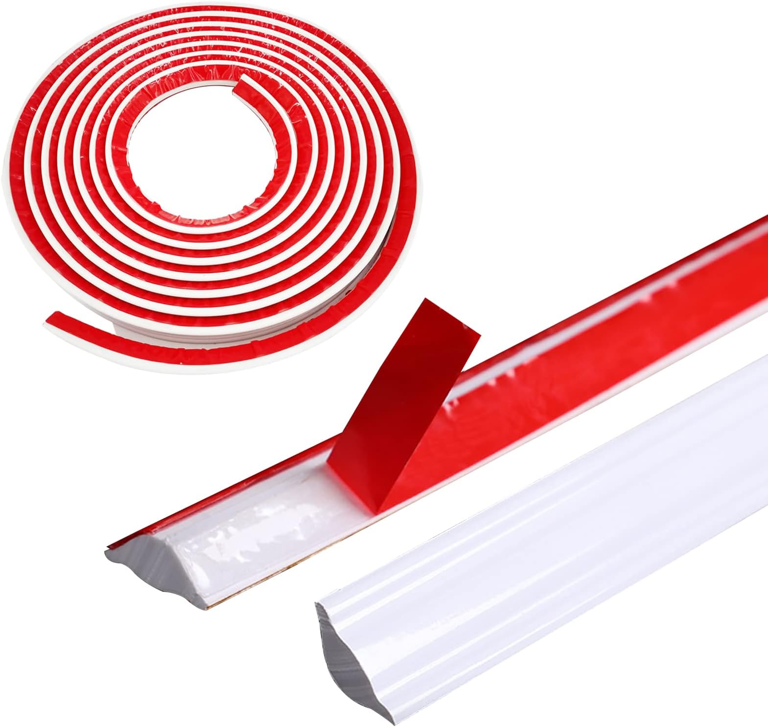 TPE Edging Strip, Self Adhesive Quadrant Trim, Caulk Edging Strip for Wall Corner Ceilings Edge Cabinet Edge Countertop Decoration (5M, 20 x 27 MM)