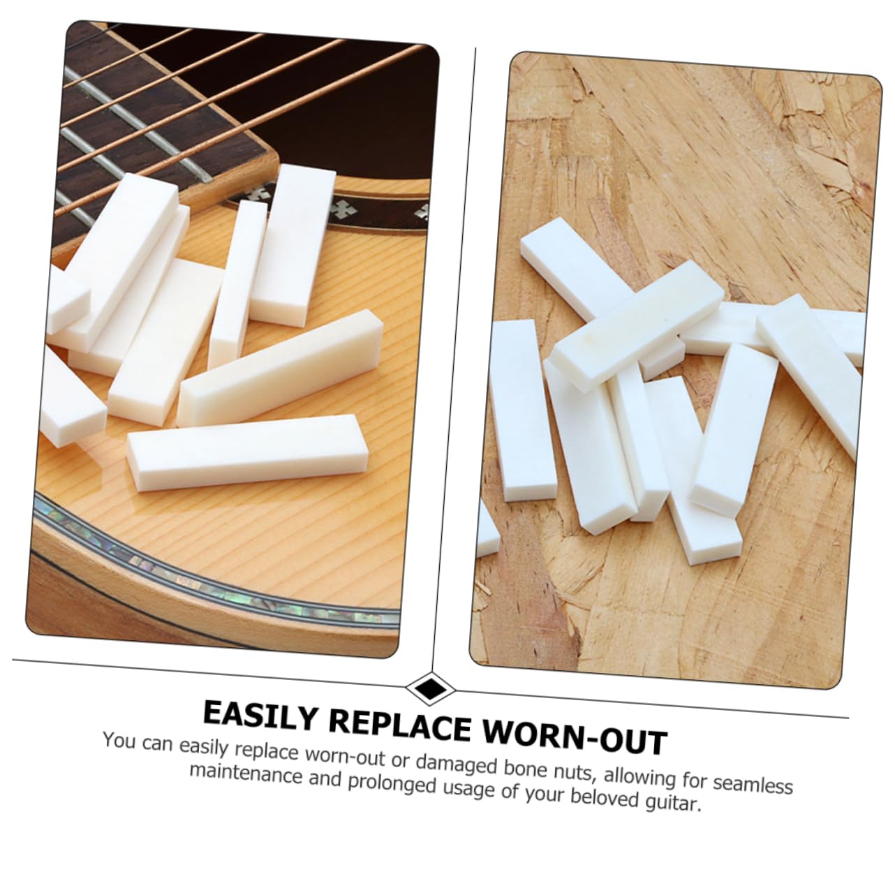 HEMOTON Guitar Bone Nut Blank 40x10x5mm 10pcs Guitar Nut for Acoustic Electric Bass Guitar Replacement Parts