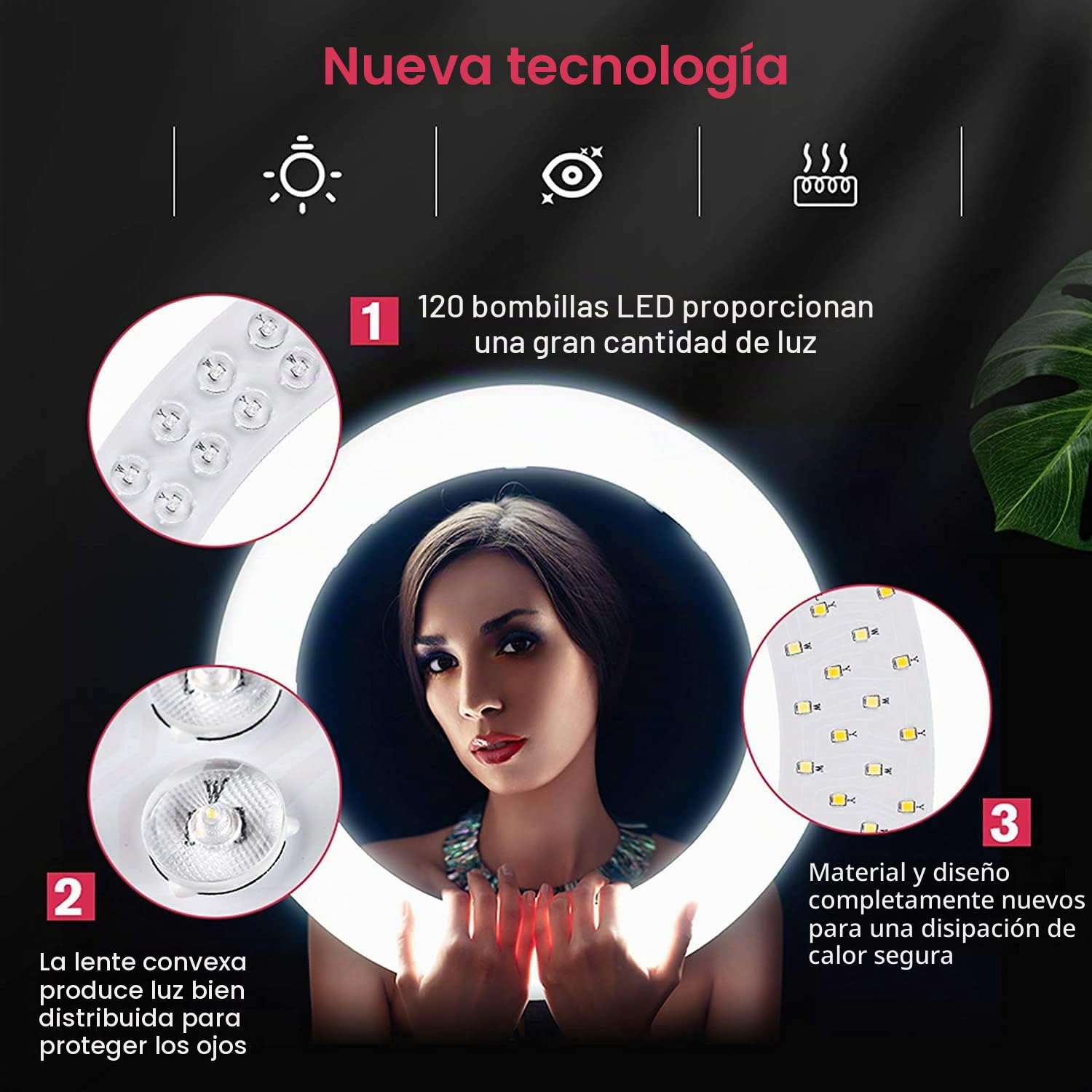 Anillo de luz LED de 19 Pulgadas con Soporte para trípode, Anillo de luz para Selfie, Pantalla táctil LCD, luz para Video Vlog de Retrato de Estudio con Bolsa de Transporte y Control Remoto, CRI>97