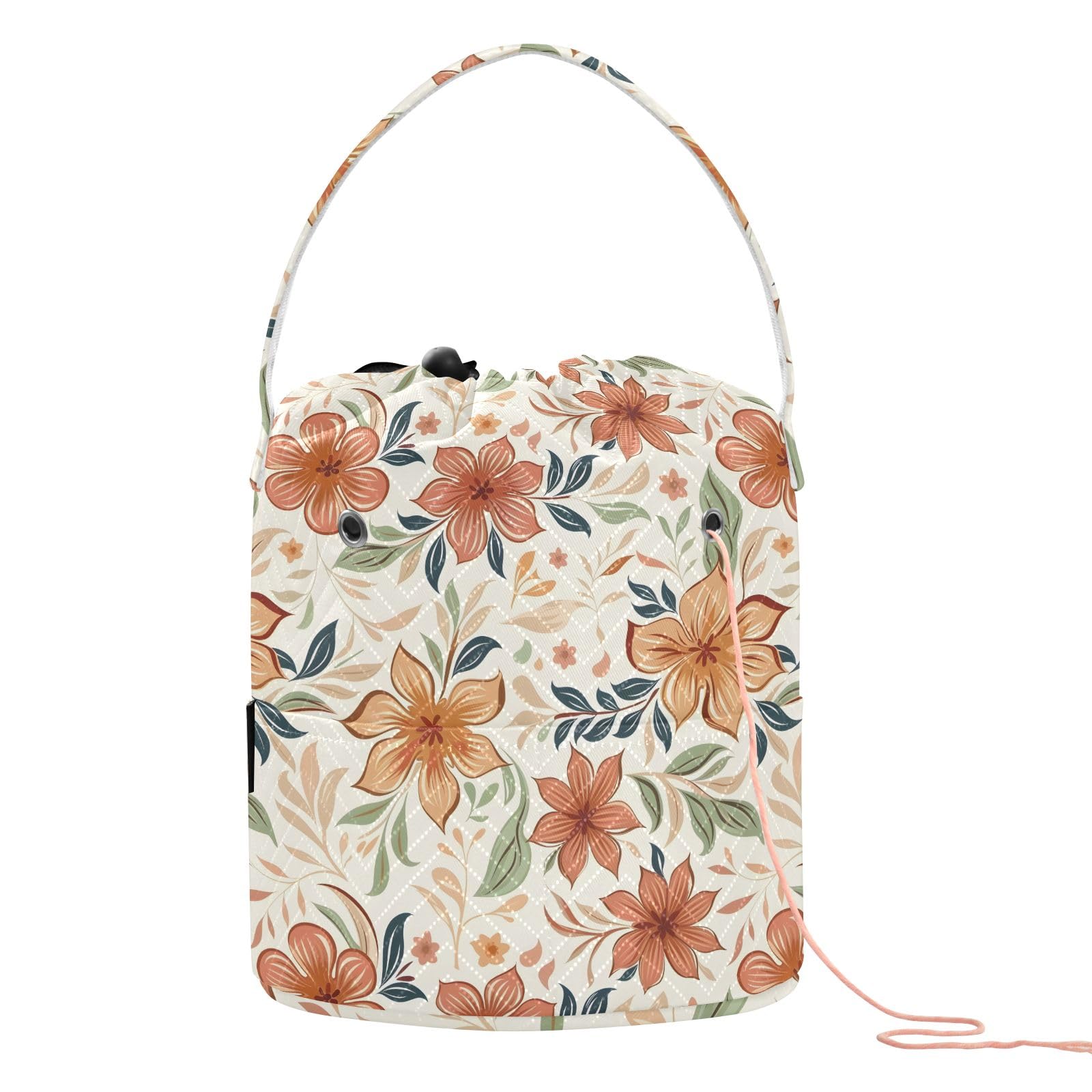 Yarn Storage Bag Small Crochet Bag Knitting Bag Organizer Colored Floral Yarn Bags for Crocheting Basket