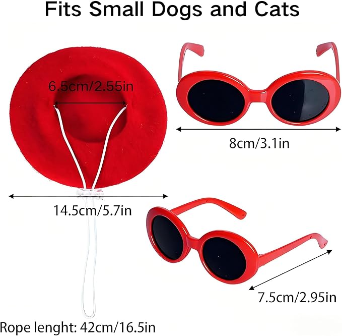 Set de Boina para Perro con Bufanda de Satén y Gafas Divertidas miniatura 2