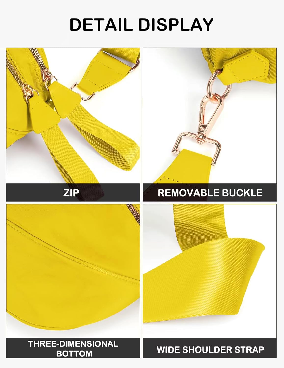 FEIBOON Spacious Nylon Crossbody Bag Bum Bag Handbags Wallets Purses Trendy Shoulder Bag for Women