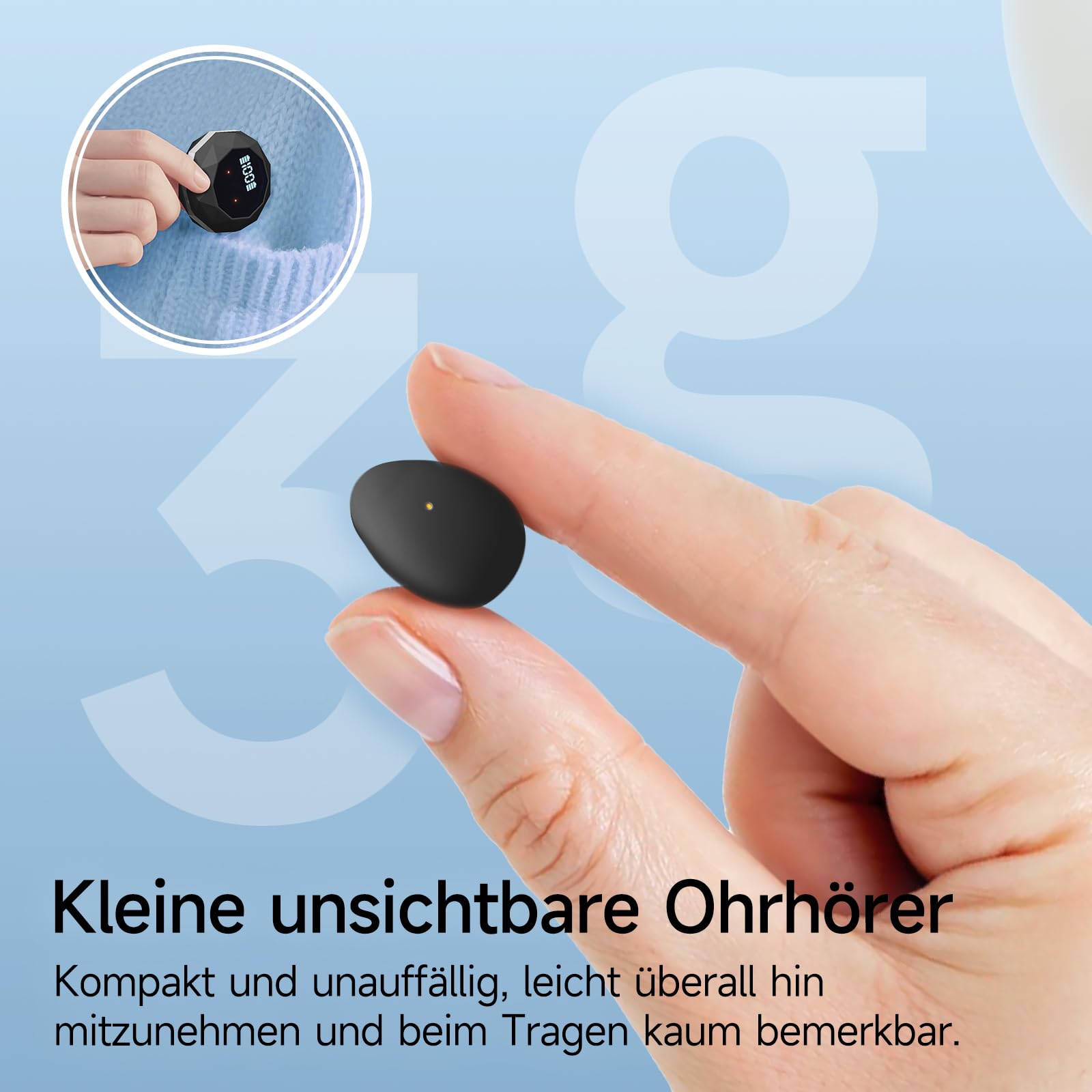 Schlafkopfhörer Bluetooth 6.0 – Mini Kabellose Kopfhörer zum Schlafen, Komfortabel & Leicht, Lang anhaltender Akku, Für Training, Arbeit & Reisen, Mit Leistungsanzeige